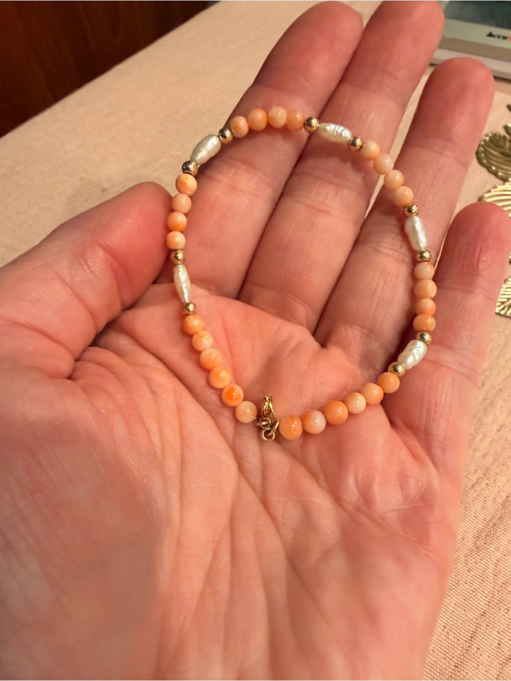 Vintage 14k IPS Coral pearl Bracelet